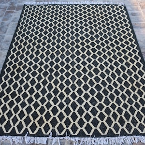 Afghan Vintage rug, 6.6 x 5.2 Ft, Kilim Rug, Vintage Afghan Chobi Kilim Rug, Handmade Modern Wool Flatweave Kilim, Bedroom Home Decor Rug