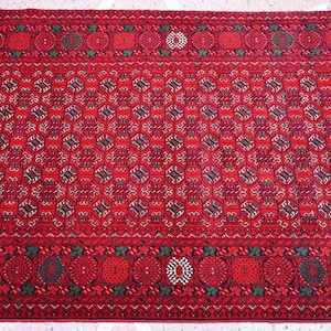 Tappeto Bukhara, 6,7 x 3,5 piedi, PREZZO DI VENDITA, tribale turkmeno afgano Mori Gol Shirin Tagaf, tappeto d&#39;area fatto a mano modello Bokhara, tappeto orientale turkmeno