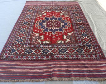 オリエンタルデザイン手織りウールラグ 140x200cm オリエンタルデザイン手織りウールラグ 140x200cm