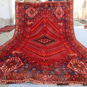 5&#39;5x8&#39;11 Antique Caucasian 1960s Old Rug, Afghan Handmade Low Pile Faded Wool Rug, Turkmen Oriental Geometric Rug, Bedroom Rug, Living Room