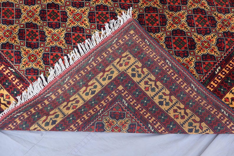 Large Afghan rug, 8x11 Ft, SPECIAL SALE, Top Quality Soft Pile 100 % Wool Handmade Rug, Natural veg dyes, Oriental Area Rug, Vintage Carpet image 11