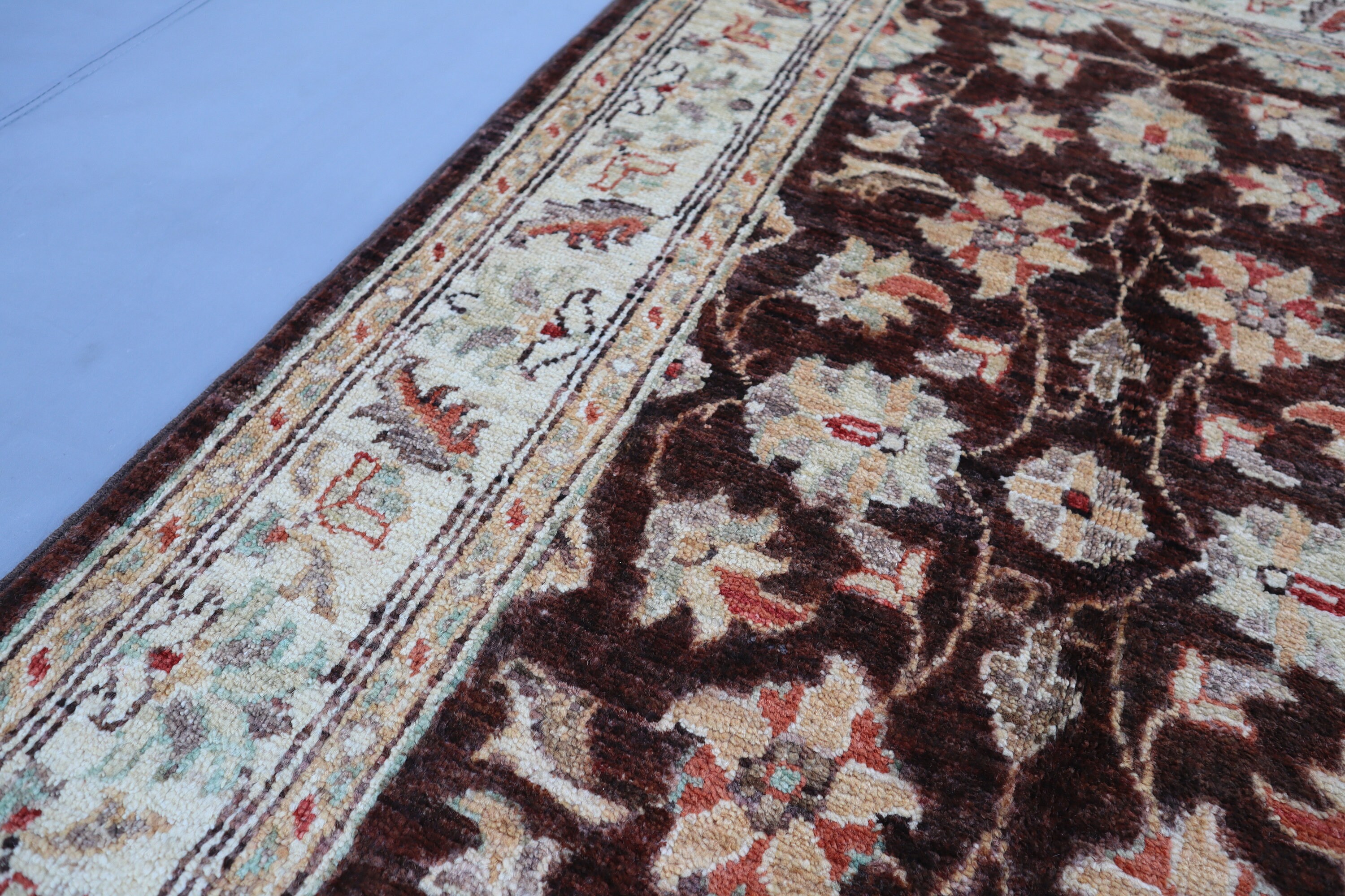 2'6x4'4フィートのアンティーク風色褪せたラグ、ハイパイルのソフトな