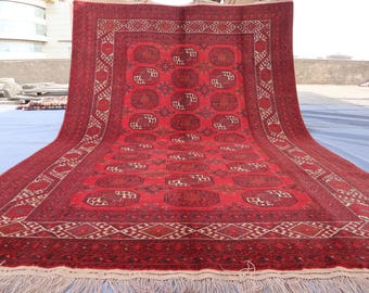 トライバルエリアラグ 7 x 10フィート、トルクメン テッケ エルサリ