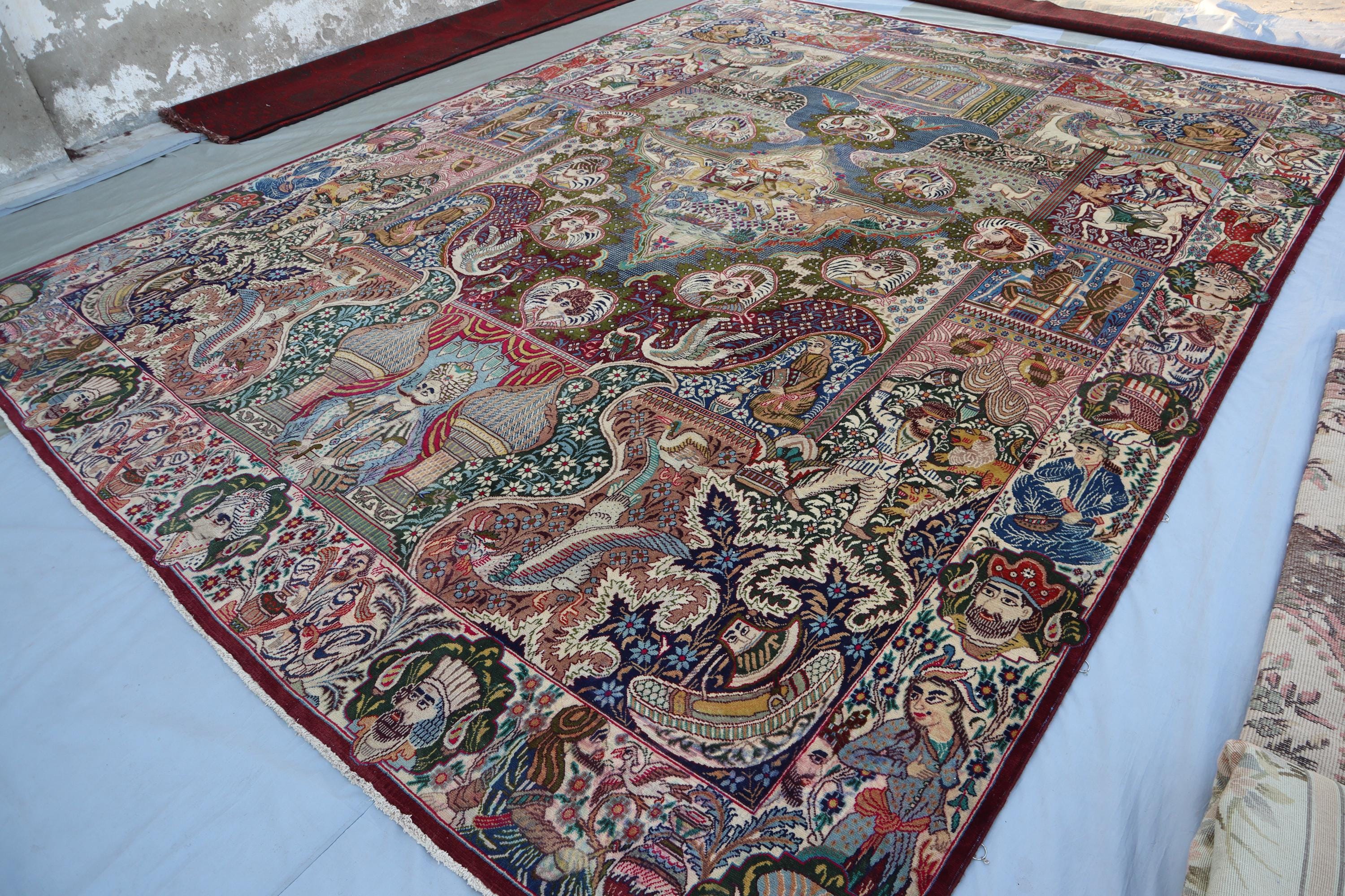 10x13 Animal Hunting Scene Pictorial Rug- Birds Tree of Life Art Rug ...