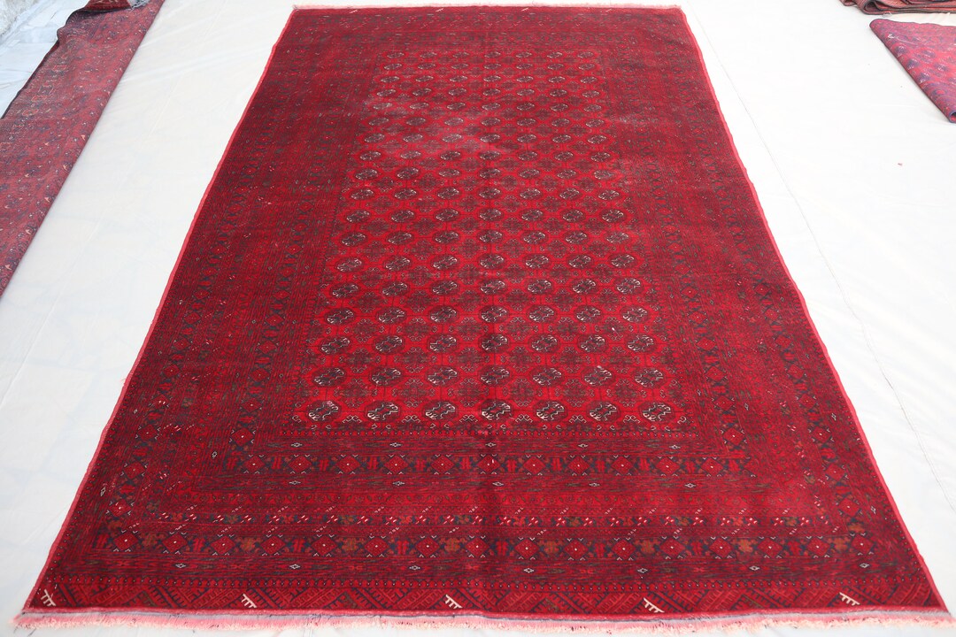 Vintage Turkmen Tribal Mowri 7x10 Ft Rug, Afghan Handmade Fine Quality ...