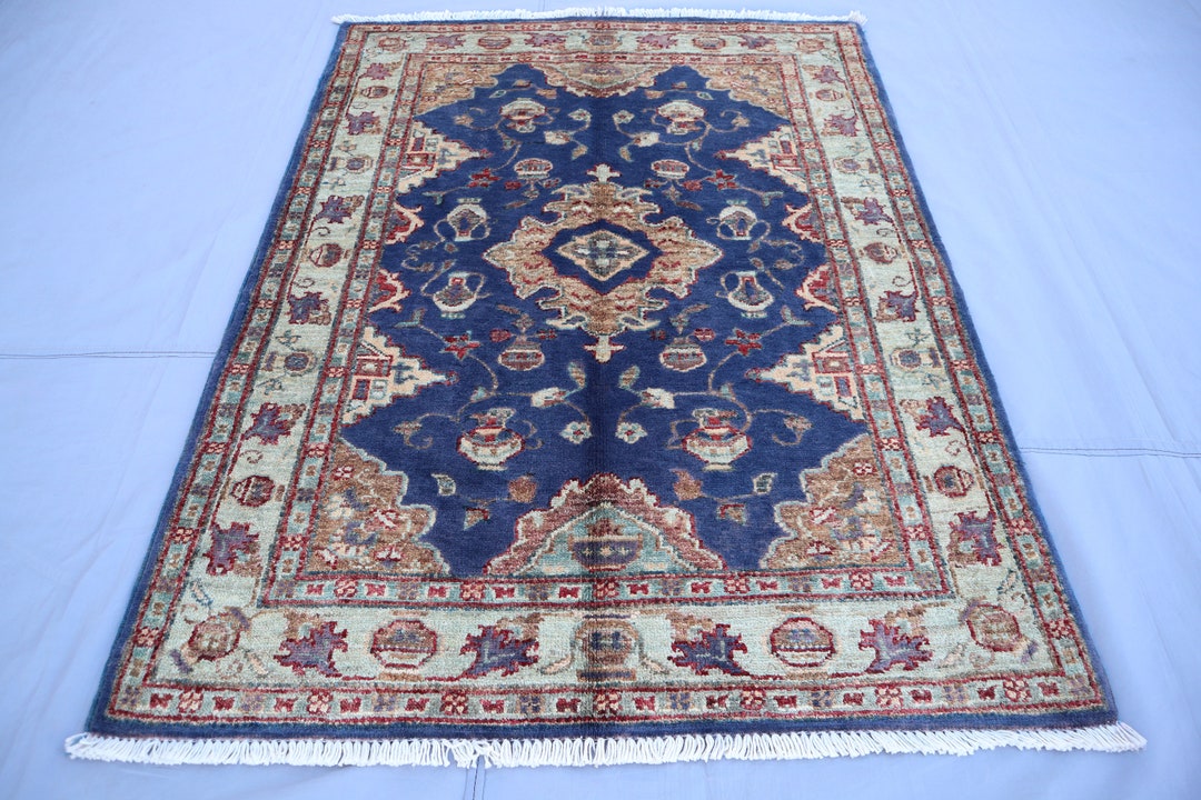 Shokan Area Rug Oushak Area Rug 3x4, Turkish Pattern Geometric Rug, Turkmen Handmade ...