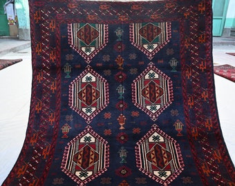 【vintage Rug】トルクメンラグ　トライバル　アフガン　幾何学模様　民族 vintage Rug】トルクメンラグ トライバル アフガン 幾何学模様 民族