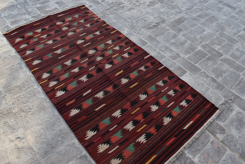 Details about   F2090 Vintage Handmade Afghan Tribal Maimana Wool Kelim Bohemian Rug 4'3 x 7'3