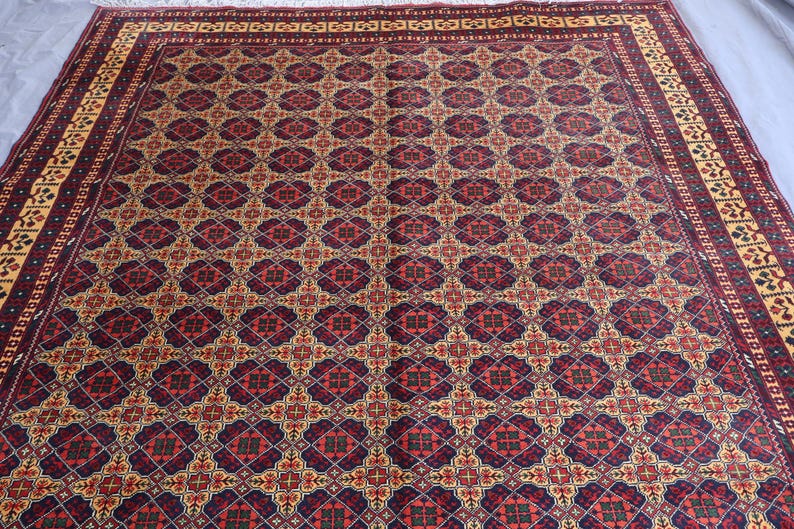Large Afghan rug, 8x11 Ft, SPECIAL SALE, Top Quality Soft Pile 100 % Wool Handmade Rug, Natural veg dyes, Oriental Area Rug, Vintage Carpet image 6