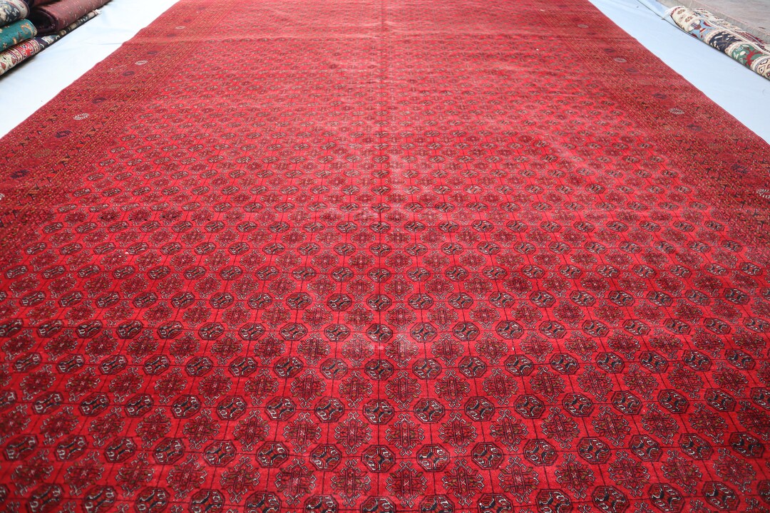 9'7x15'8 Ft Large Bukhara Afghan Rug, Oriental Turkmen Oriental Hand ...