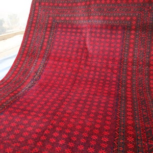 7x10 ft Afghan Vintage Rug, Antique Baluchi Rug, Handmade Wool Rug, Oriental Turkmen Antique Red rug, Rug for Bedroom, Living Room Carpet