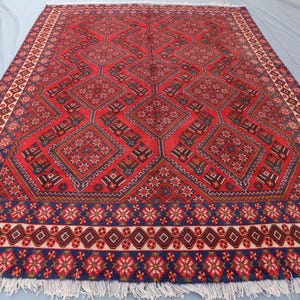 Antique rug 7x10 ft Afghan Tribal Hand Knotted Wool Rug, Vintage Turkmen Handmade Oriental Area Rug, Bedroom, Kitchen Carpet, Caucasian Rug