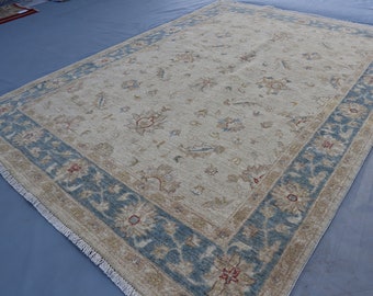 Beige Afghan Rug 5x7 ft, Turkish Oushak design Handmade Distressed Muted Wool Top Quality Rug, Oriental Tribal Area Rug, Living Room Carpet