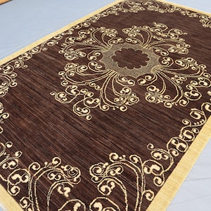 5x8 ft Modern Gabbeh Area Rug, Dark Brown Natural Veg dyes Handmade Wool Rug, High Pile Oriental Rug, Boho Contemporary Rug, Bedroom Carpet
