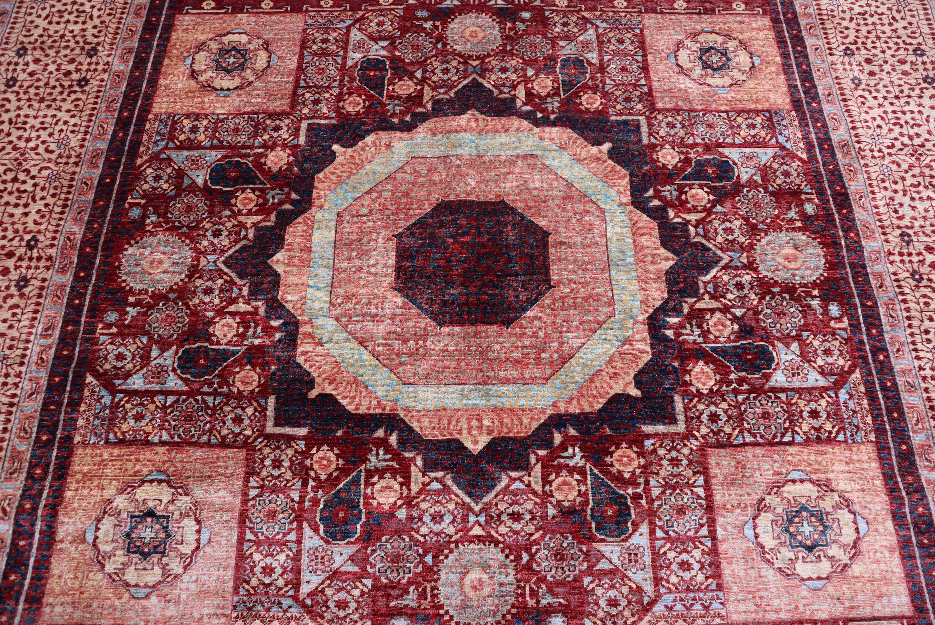 Large 10x14 Turkish Mamluk Rug Afghan Geometric Handmade Soft Wool Area ...