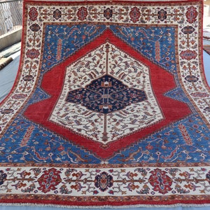 Afghan Bukhara Rug 8&#39;4x9&#39;9 ft, Top Quality Afghan Handmade Wool Area Rug 250x300 cm Oriental Turkmen Tribal Rug, Office Rug, Living room Rug
