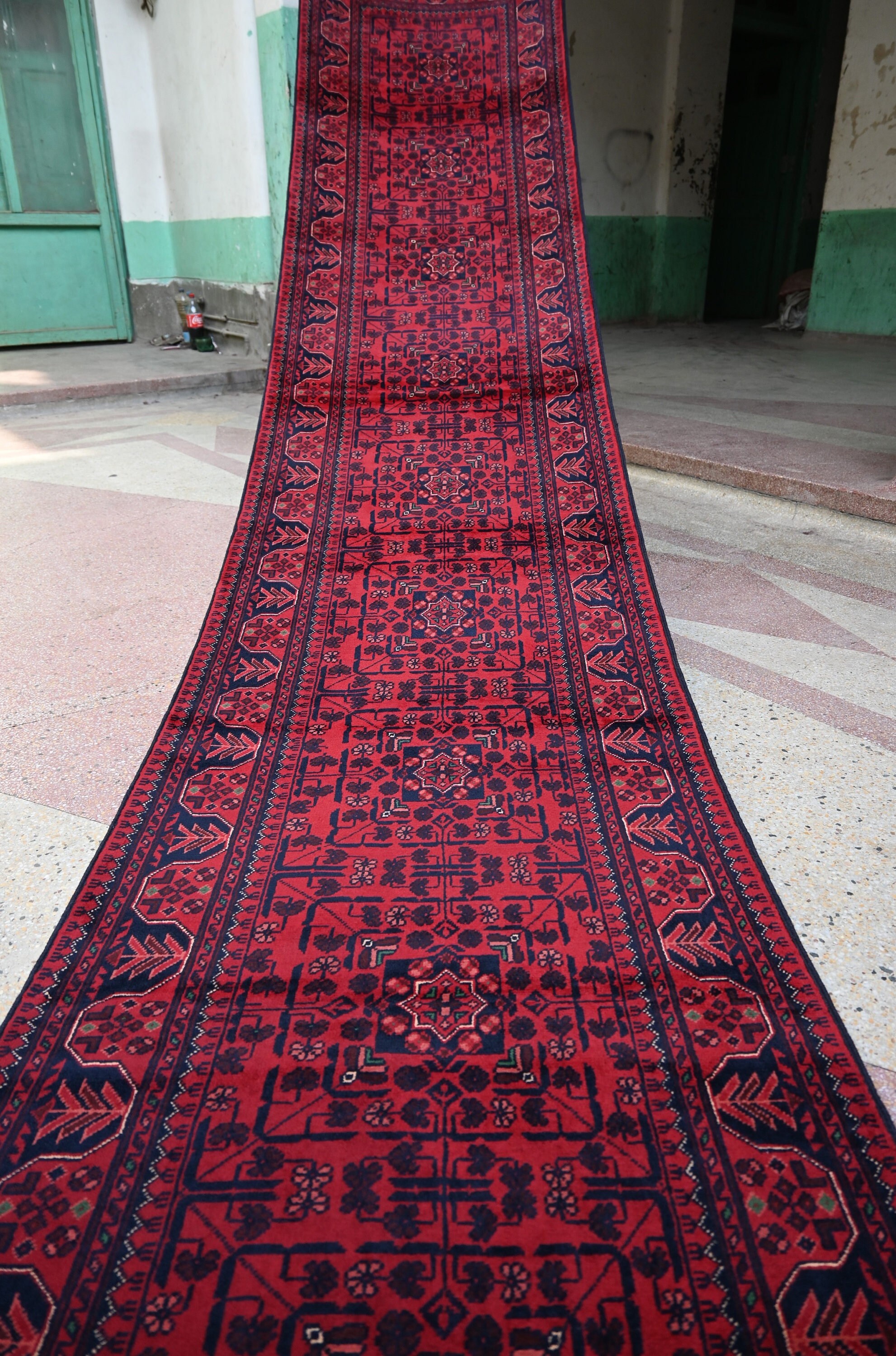 32 Ft Long Runner Rug, Best Quality Turkmen Tribal Hallway Runner ...