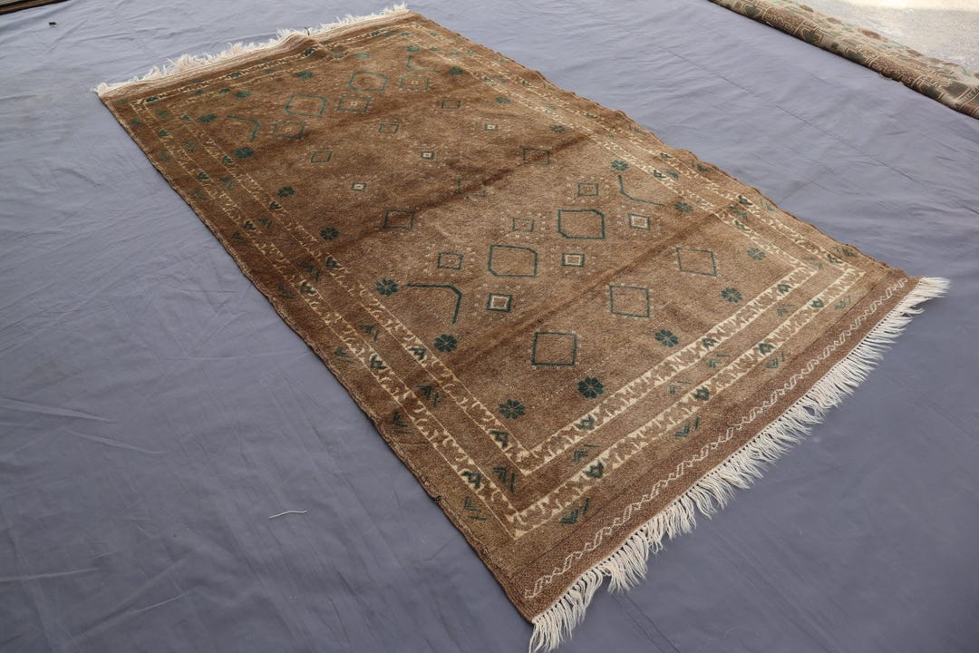 4x6 Ft Terracotta 1950s Antique Area Rug Distressed Faded Pile Rug ...