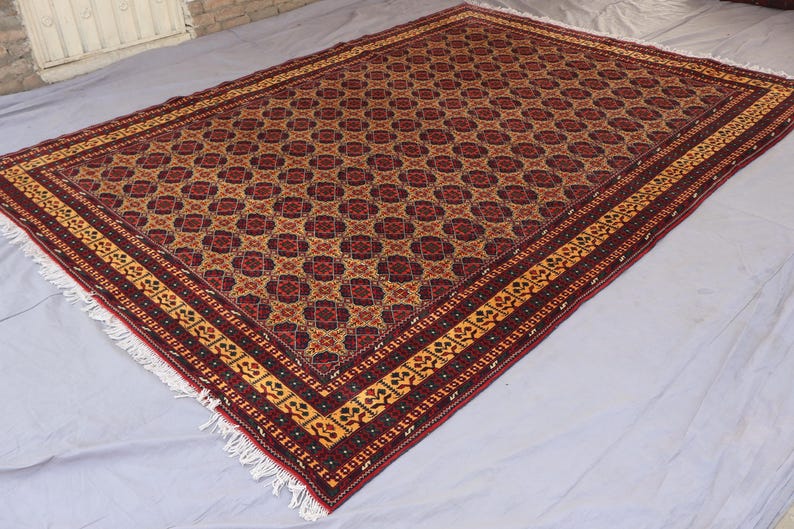 Large Afghan rug, 8x11 Ft, SPECIAL SALE, Top Quality Soft Pile 100 % Wool Handmade Rug, Natural veg dyes, Oriental Area Rug, Vintage Carpet image 10