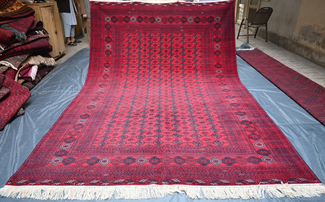 Vintage Oriental Rug, 11.8 X 8.0 Ft, Handmade Vintage Afghan