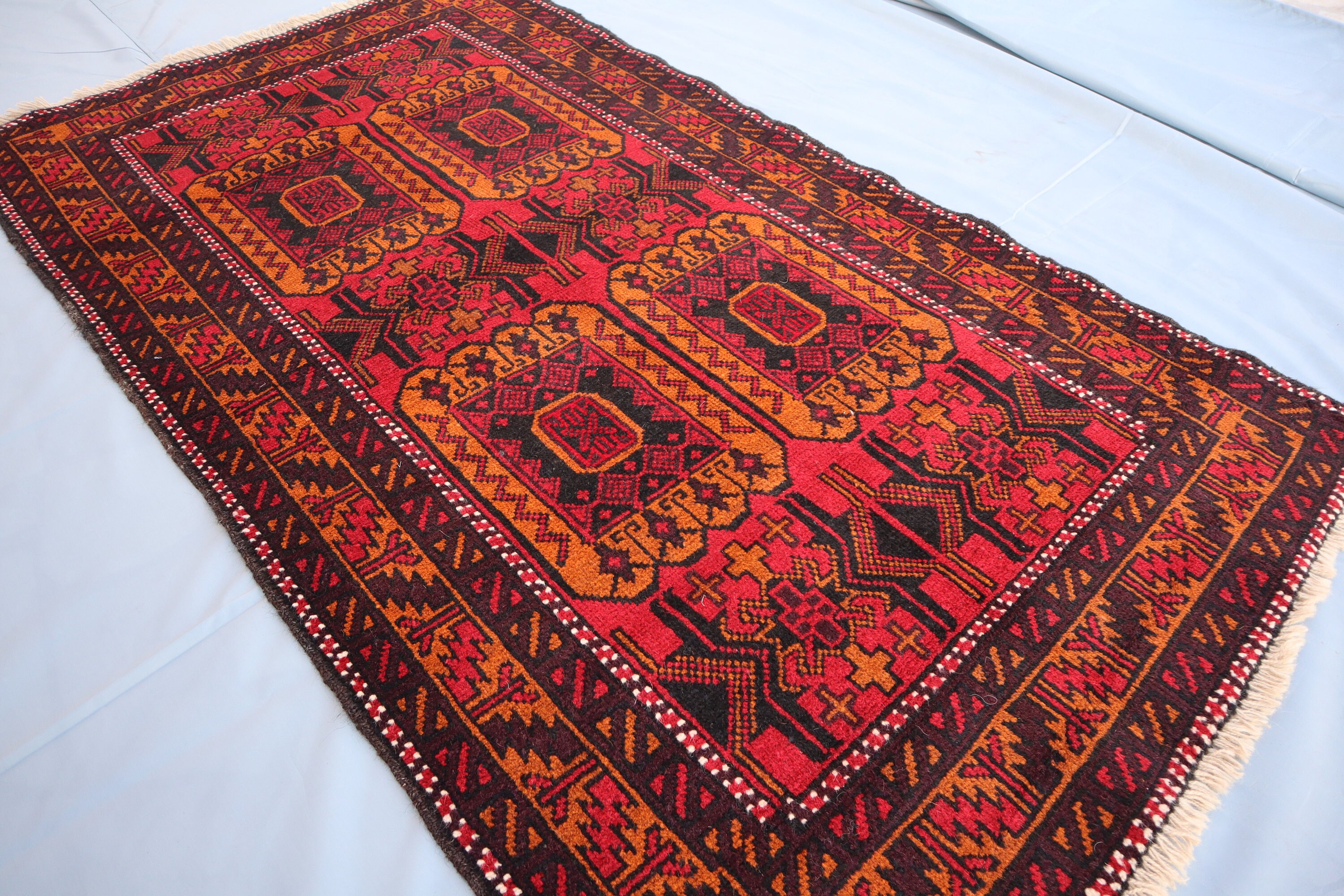 【ロング】トルクメン　アフガニスタン産 絨毯 ラグ War Rug ウォーラグ 79×58cm アフガニスタン産 トルクメン族作