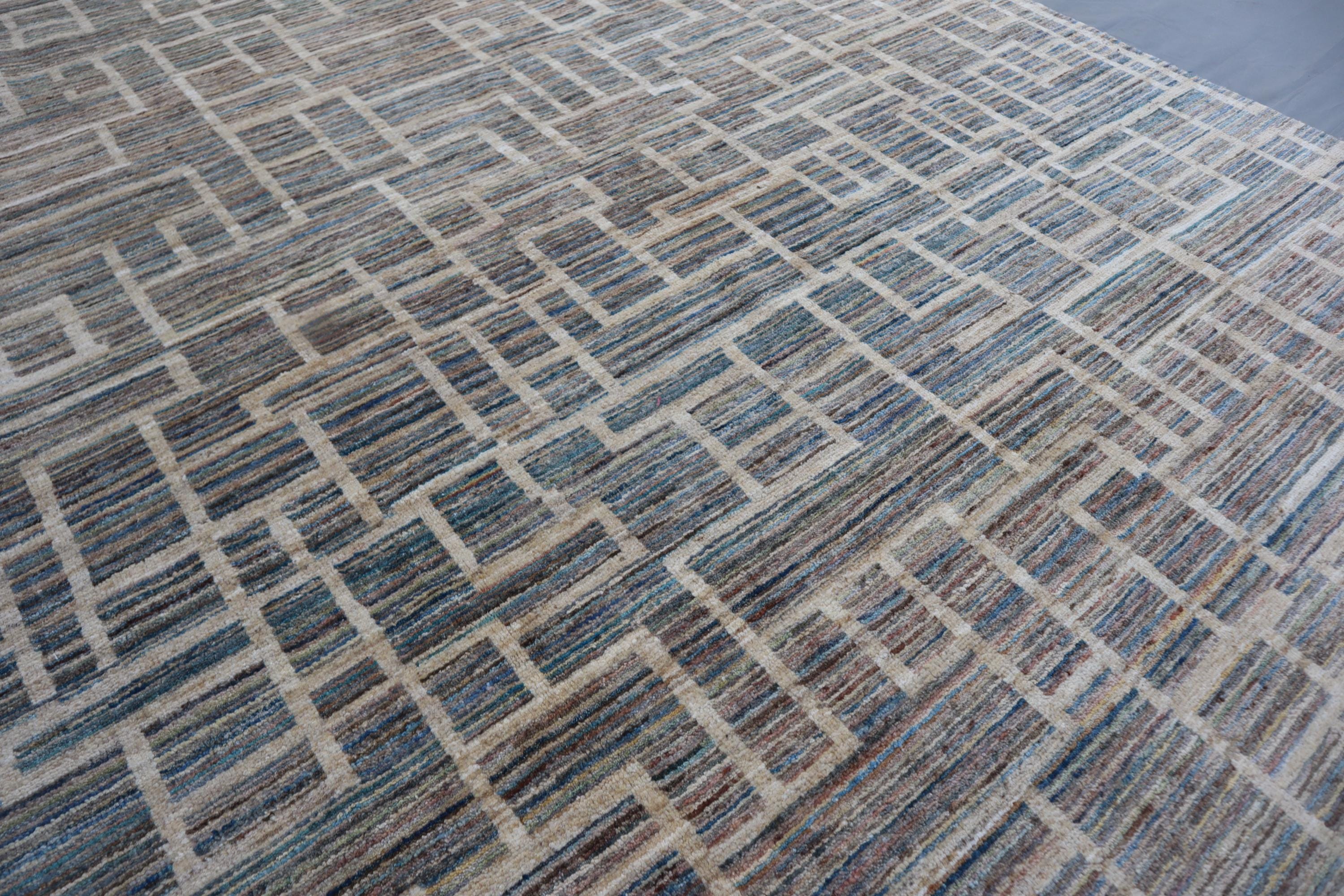 6x9 モダンギャッベラグ アフガンストライプデザイン ハンドメイド