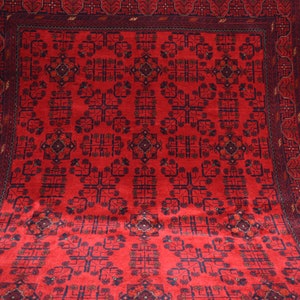 Afghan rug, Custom Size, High Quality Bokhara Red Handmade Oriental Afghan Khal Muhammadi rug, large tribal rug, Turkmen carpet, Living room