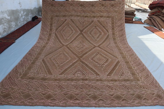 7 x 9フィートのヴィンテージマシュワニラグ、アフガニスタンの手作り