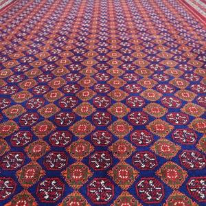 4'10x6'5 Ft Red Turkmen Mowri Bukhara Rug, Handmade High Pile Wool Rug ...