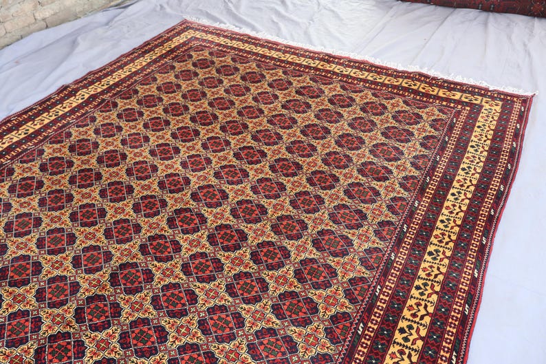 Large Afghan rug, 8x11 Ft, SPECIAL SALE, Top Quality Soft Pile 100 % Wool Handmade Rug, Natural veg dyes, Oriental Area Rug, Vintage Carpet image 8