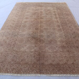 6'2x9'6 ft Terracotta Rug, Afghan Antique Rug, Handmade Wool Rug, Baluchi Traditional Rug, High Pile Soft Rug, Bedroom Rug Living Room Rug