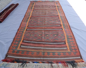 4 x 11フィート幅のランナーラグ - フラットウィーブアンティーク調色