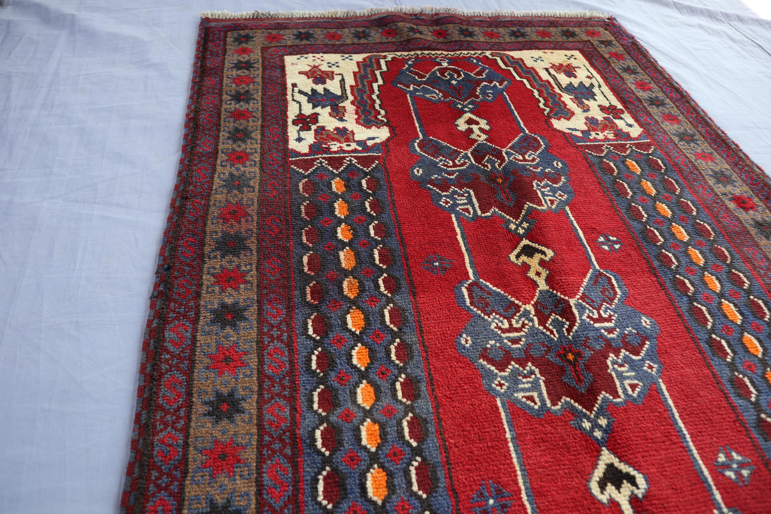 2'9x5'4 ft アンティーク祈祷用ラグ アフガニスタン製ヴィンテージラグ