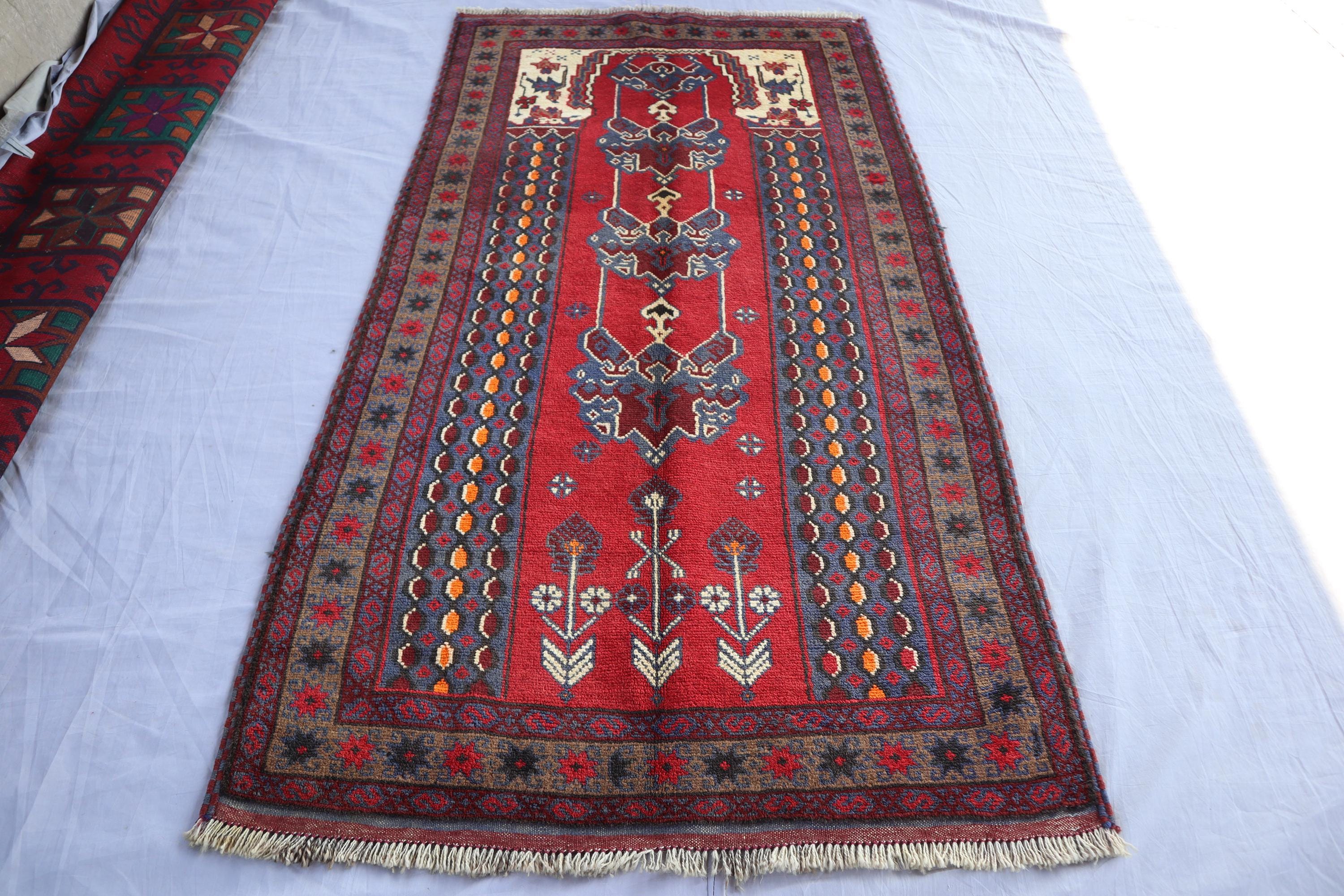 タ*キ様 アフガニスタン製　ラグ　ヴィンテージ約128cm x 82cm 2'9x5'4 ft アンティーク祈祷用ラグ アフガニスタン製ヴィンテージラグ ラグ・カーペット
