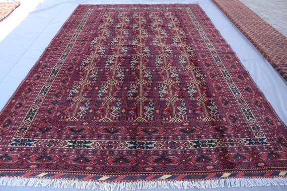 6'5x9'8フィートのハンドメイドアフガンラグ、トルクメン