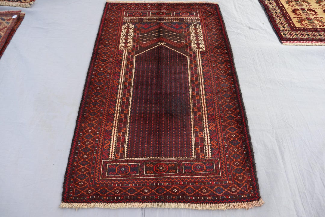 Vintage Prayer Rug 3x5 Afghan Prayer Rug 90x150 Cm Antique Baluchi Rug ...