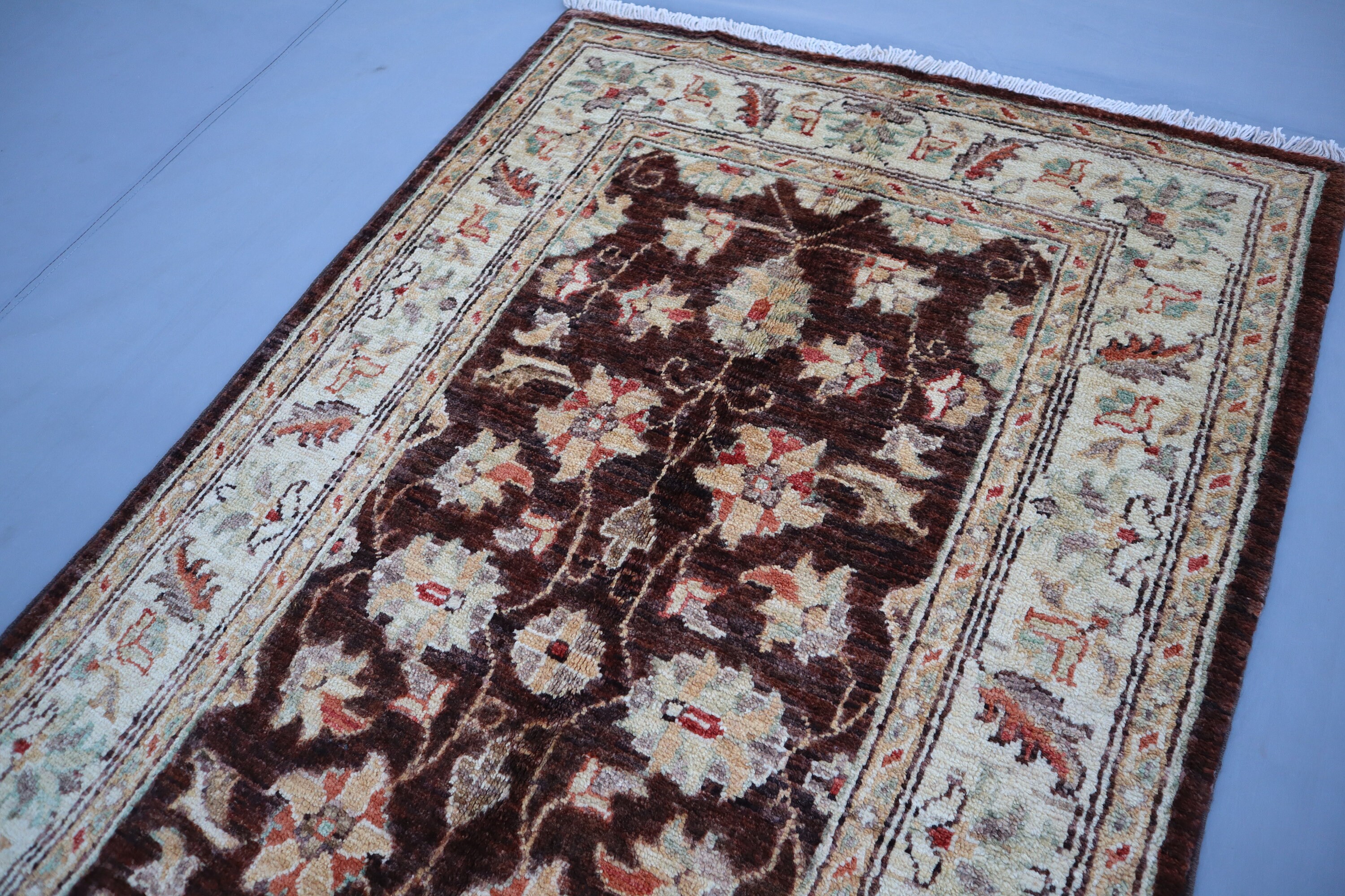 2'6x4'4フィートのアンティーク風色褪せたラグ、ハイパイルのソフトな