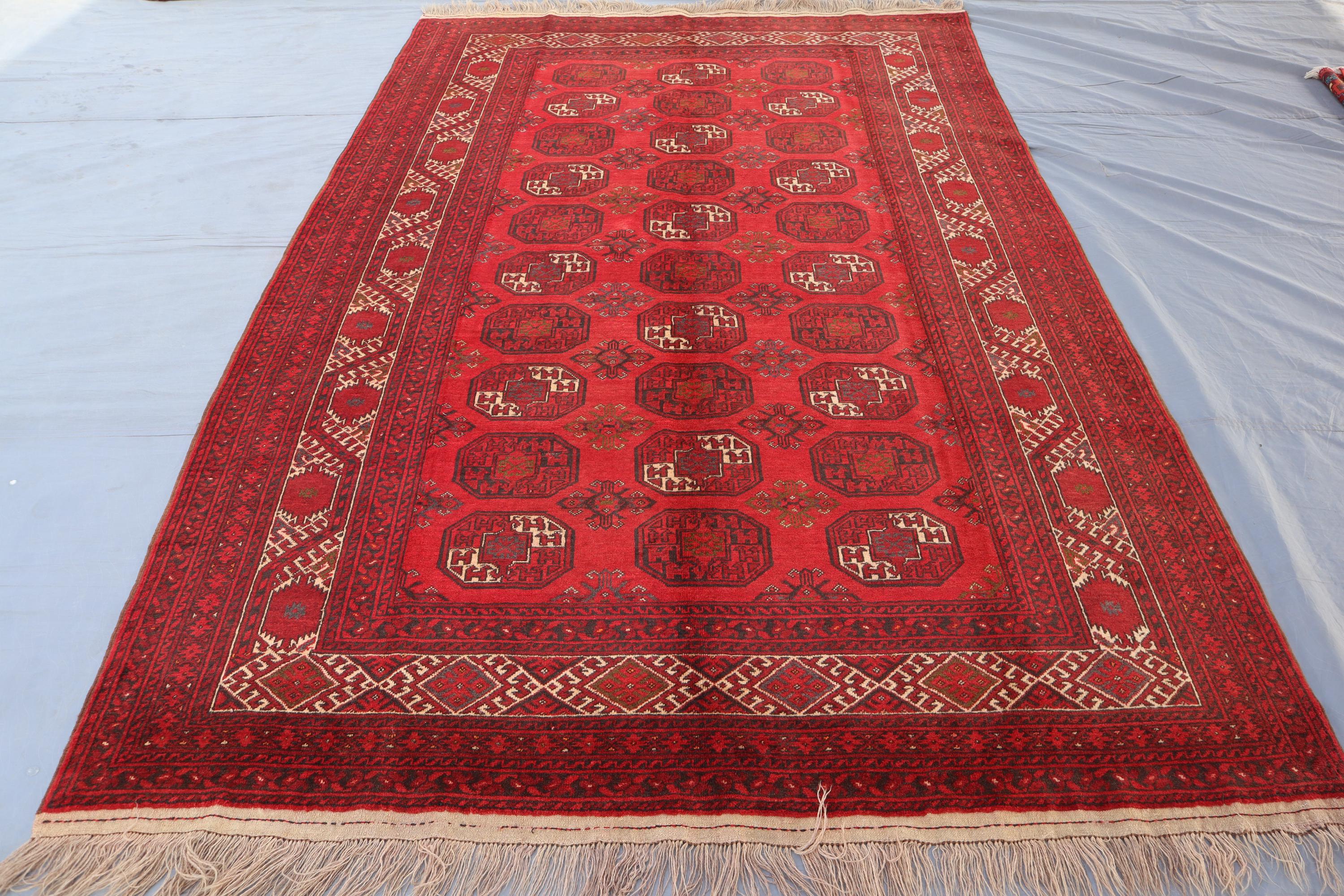 トライバルエリアラグ 7 x 10フィート、トルクメン テッケ エルサリ