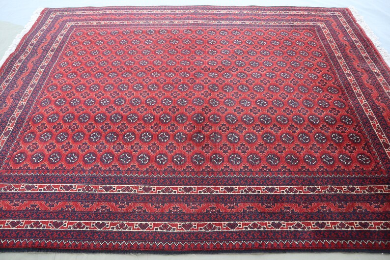 4'11x6'7 Ft Vintage Turkmen Rug, Afghan Handmade Wool Area Rug
