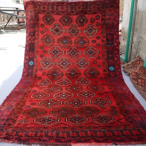 5x8 ft Collectors Piece 1940s Antique Rug, Geometric Handmade Faded Wool Rug, Afghan Caucasian Rug, Turkmen Tribal Area Rug, Oriental Carpet