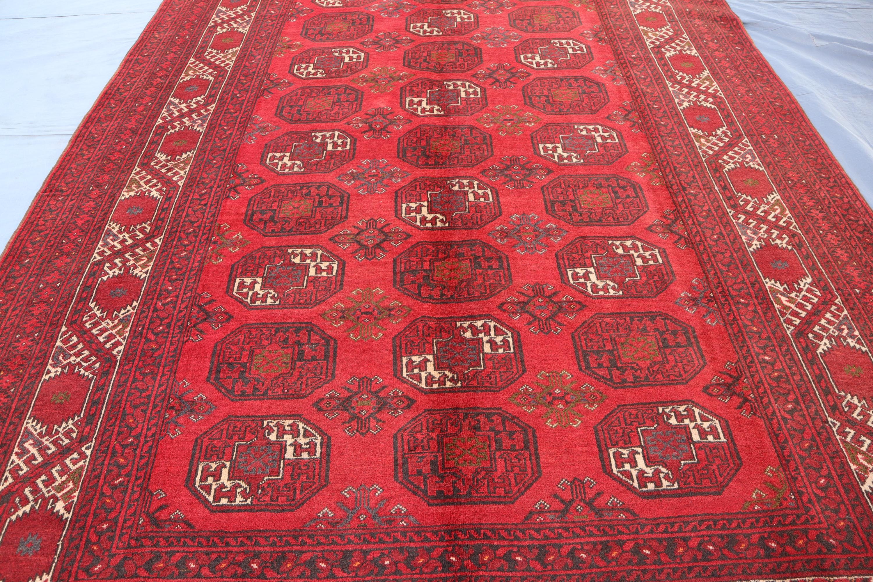 トライバルエリアラグ 7 x 10フィート、トルクメン テッケ エルサリ