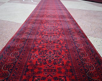 20 Feet, Runner Rug, 19.8 x 2.8 Ft, Handmade Long Runner, Hand-knotted Soft Wool, Afghan Tribal Bokhara rug, Oriental Long Hallway Runner