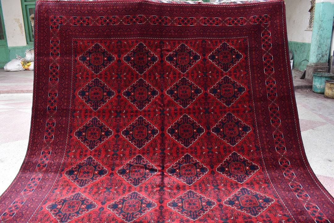 Afghan Bukhara Rug, Turkmen Handmade Wool Rug, Custom Size, Hand ...