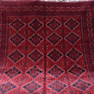 Afghan Bukhara rug, Turkmen Handmade Wool rug, Custom Size, Hand knotted Bukhara rugs, Tribal rug, Living room, Office, Dining table rug