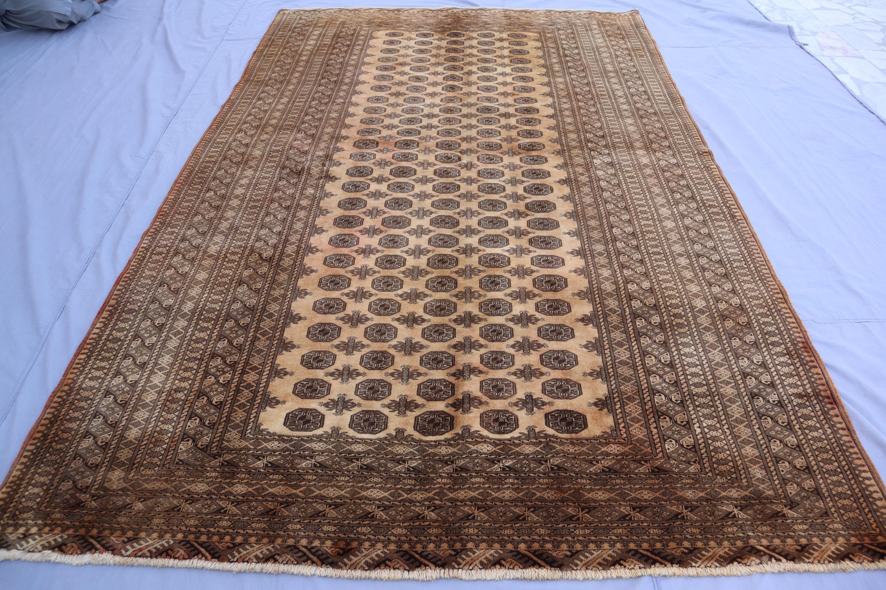 6'4x9'8フィートのヴィンテージラグ、アフガニスタンブハラ