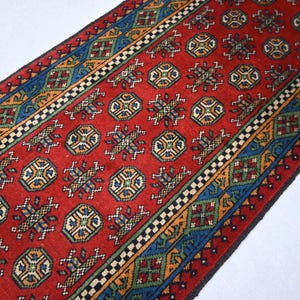 2'8x8'6 ft Red Bukhara Runner Rug, Afghan Tribal Tekke rug, Handmade Wool rug, Turkmen Vintage Veg Dyes Rug, Hallway Runner, Kitchen Runner