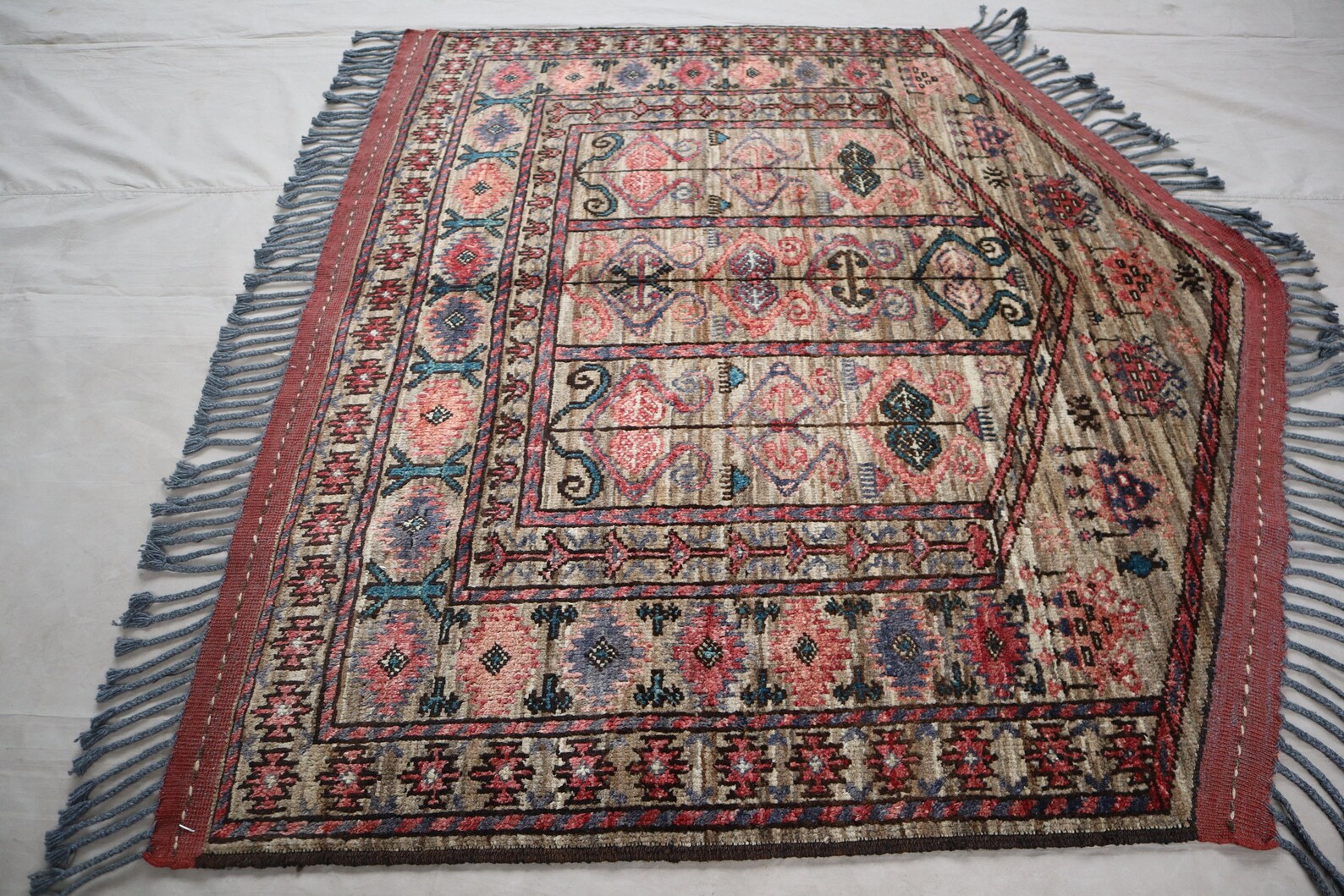 4x4 Ft One of a Kind Jalar Wall Hanging Rug, Afghan Vintage Hand ...