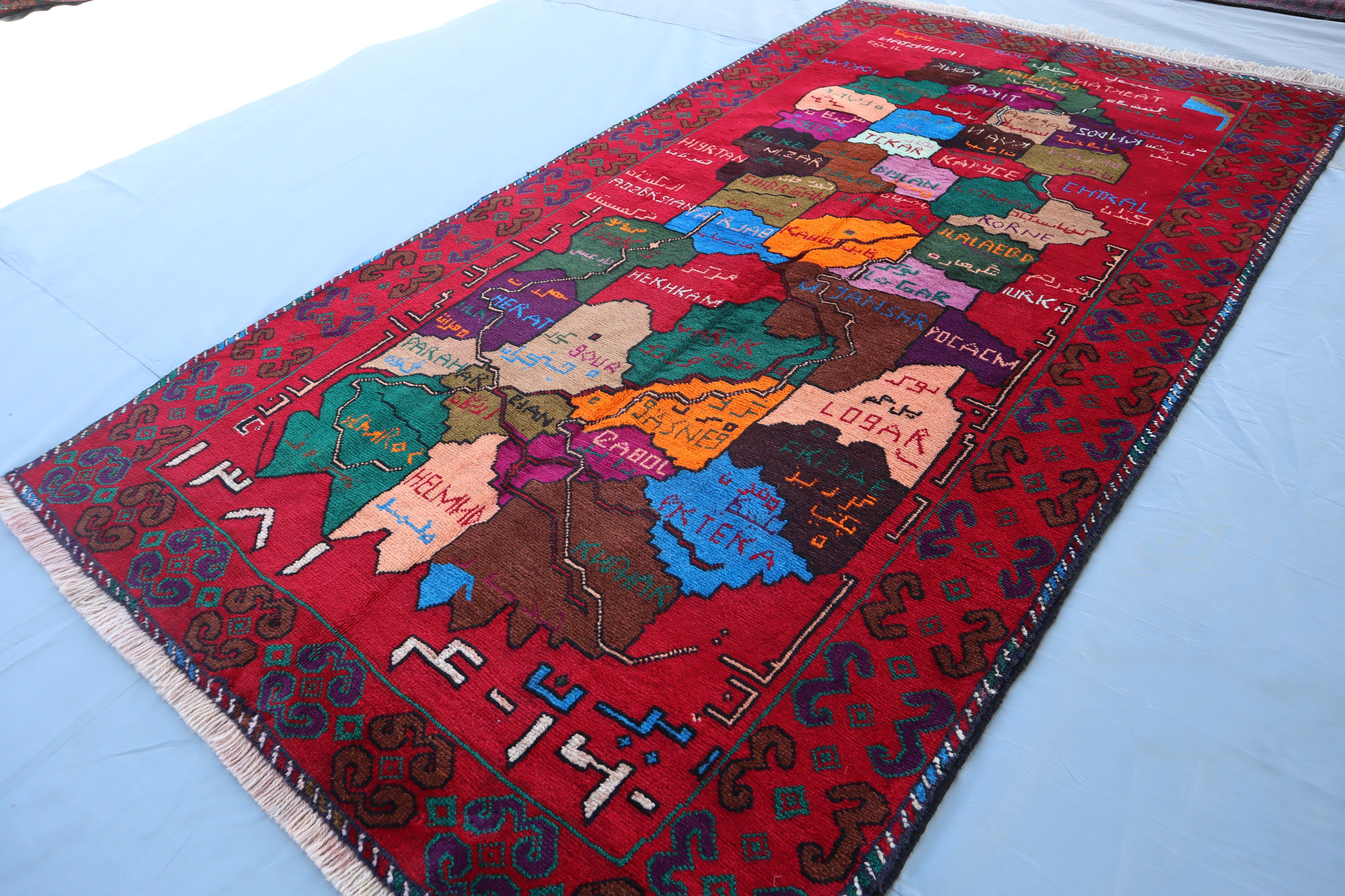 ラグ IDEE - Vintage Afghan  Tribal rug 4x7 Ft Vintage Afghanistan Map Design Rug/ Soft Handmade