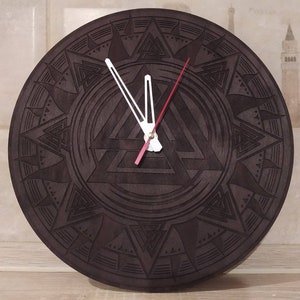 Viking Celtic wooden VALKNUT wall clock