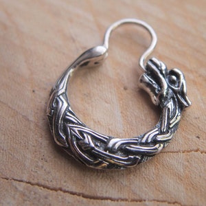 Fenrir wolf viking celtic hoop earring for men 19mm Sterling Silver men jewelry Handcrafted